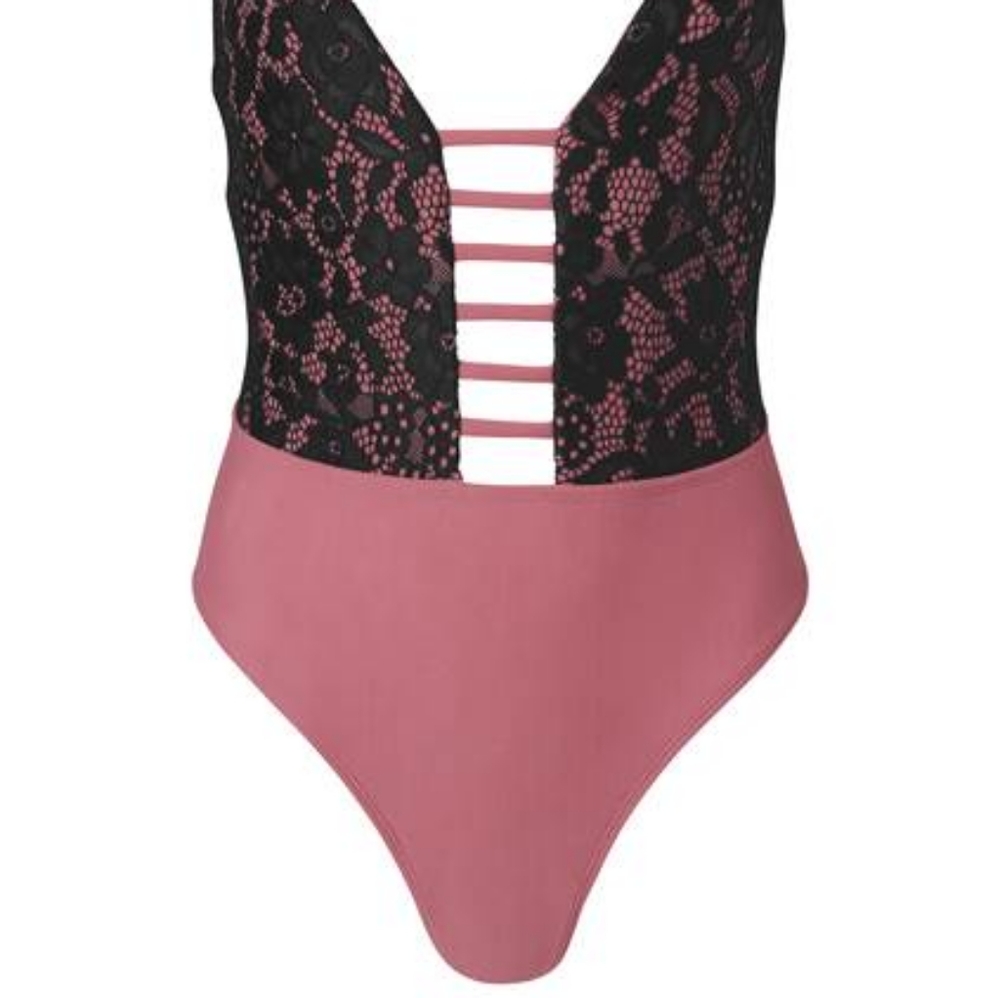 Sexy Lacy Plung 1 Piece in Deco Rose Top Blouse - Picture 2 of 5